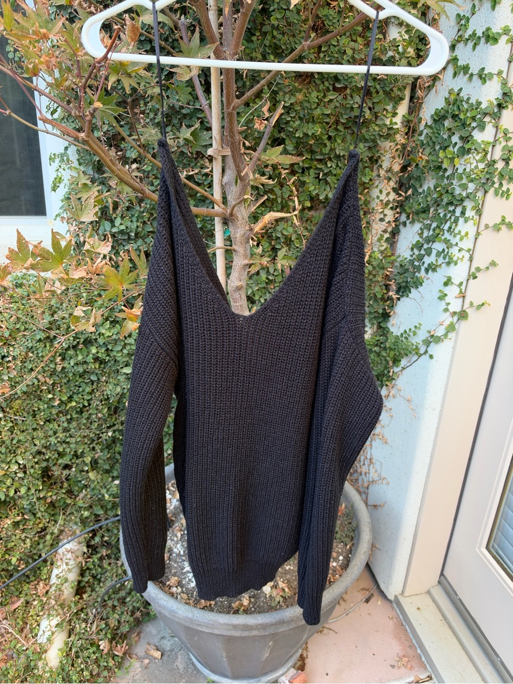 Fashion Nova Black V-Neck Knit Sweater